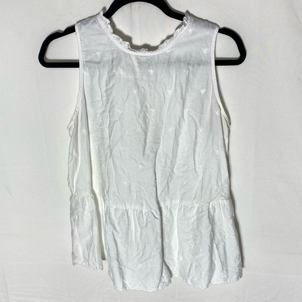 Loft White Cotton Sleeveless Peplum Top S